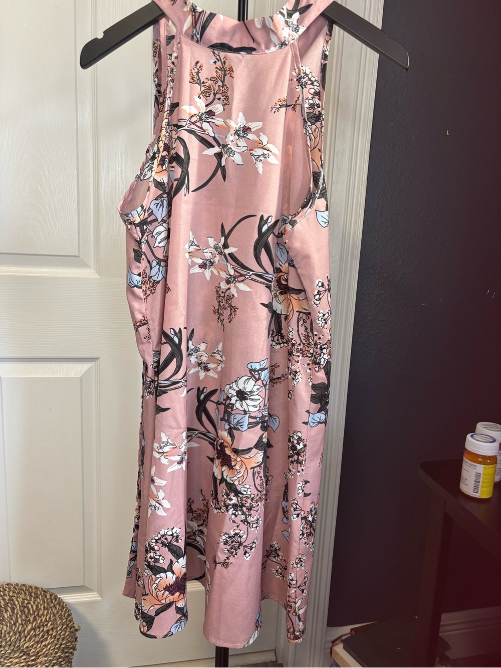 Women's Pink Floral Halter Dress - Picture 4 of 7